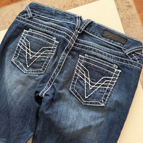 Vigoss Western Coastal Cowgirl Bootcut Jeans Denim Thick White Stitch Size 30 - Picture 5 of 5